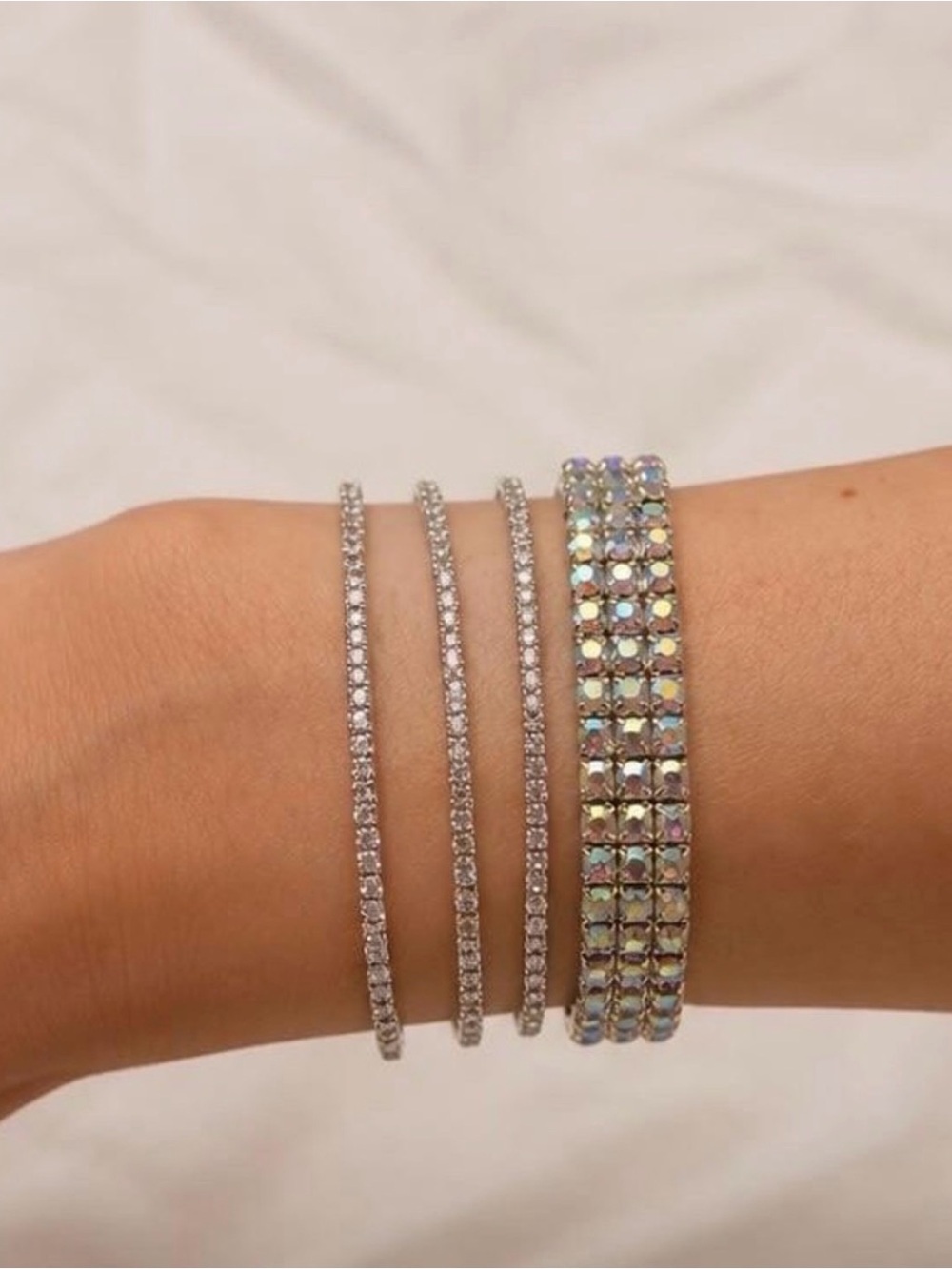 Iridescent & Clear Rhinestone Bracelet Set - Picture 4 of 4